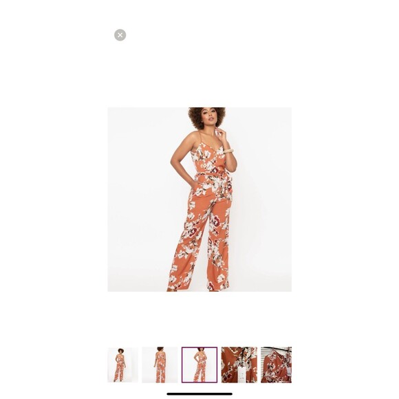 Unique Vintage Wide Leg Floral Jumpsuit Size XL - Picture 1 of 8